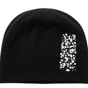 Cashmere Hat with Rhinestones and Pearls
